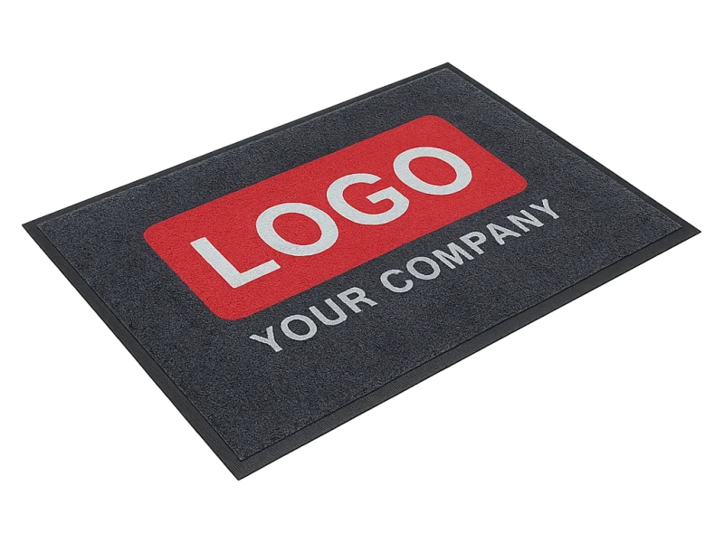 Custom logo-branded entrance mat in a Warwick commercial reception area showcasing company branding and floor protection